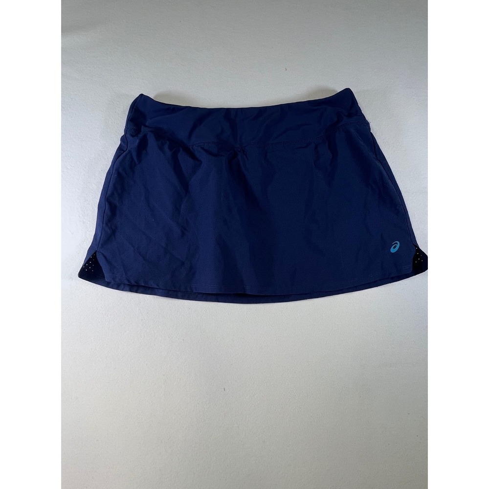 Asics Womens Navy Blue Perforated Athletic Tennis Skort Built-in Shorts Large